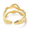 304 Stainless Steel Hollow Wave Open Cuff Ring for Women X-RJEW-I098-03G-3