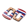 Independence Day Opaque Striped Resin & Walnut Wood Pendants RESI-U010-02O-2