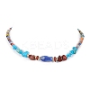 Natural Red Jasper & Howlite Chips & Porcelain Fish Beaded Necklace with Alloy Clasps NJEW-JN04367-3