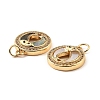 Brass Cubic Zirconia with Shell Pendants KK-K342-08G-3