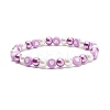 Acrylic Heart & Glass Pearl Beaded Stretch Bracelet for Women BJEW-JB08393-4