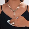 Alloy Rhinestone & Imitation Pearl Necklace and Earrings Sets for Women WG9335D-02-2