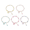 5Pcs Frosted Dyed Synthetic Moonstone & Shell Pearl Round Beads Stretch Bracelets BJEW-JB11822-2