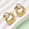 201 Stainless Steel ABS Plastic Pearl Stud Earrings EJEW-Z151-13G-03-1