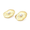 304 Stainless Steel Shell Pearl Flower Stud Earrings for Women EJEW-U020-21G-2