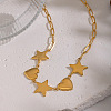 304 Stainless Steel Star Heart Link Chain Necklaces for Women UT7445-4
