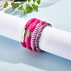 4Pcs 4 Style Acrylic Chunky Curved Tube Stretch Bracelet Sets BJEW-SW00074-01-4