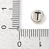 925 Sterling Silver Flat Round with Letter Beads STER-G044-01AS-T-3