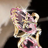 Leaf & Dragonfly Brass Glass Finger Rings FS-WGB6037-04-1