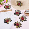6Pcs Embroidery Beading Felt Cloth Iron On/Sew On Patches with Paillette PATC-HY0002-06-4