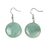 Natural Green Aventurine Flat Round Dangle Earrings EJEW-D188-03P-03-2