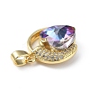 Real 18K Gold Plated Rack Plating Brass Micro Pave Clear Cubic Zirconia Pendants KK-C015-20G-05-2