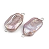 Natural Freshwater Pearl Keshi Pearl Nuggets Connector Charms STAS-D378-14P-2