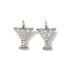 Initial Letter Brass Micro Pave Cubic Zirconia Pendants ZIRC-F008-Y-1