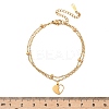 304 Stainless Steel Heart Charm Chain Bracelets BJEW-M097-01A-G-5