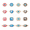 32Pcs 16 Styles Evil Eye Zinc Alloy Epoxy Resin Connector Charms ENAM-TA0001-33-2