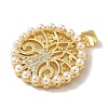 Rack Plating Brass Micro Pave Clear Cubic Zirconia Pendants KK-P267-04C-G-2