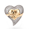 Brass Micro Pave Cubic Zirconia Adjustable Open Cuff Rings for Women RJEW-N051-05GP-2