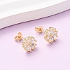 Brass Micro Pave Cubic Zirconia Flower Stud Earrings LS-EJEW-H174-01B-G-1