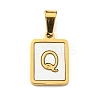 PVD Vacuum Plating 304 Stainless Steel Pave Natural White Shell Pendants STAS-S130-03G-Q-1