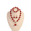 Plastic Imitation Pearl Round Beaded Pendant Necklaces & Dangle Earrings & Bracelets Sets for Women WG180C3-05-1
