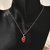 Brass Micro Pave Cubic Zirconia Strawberry Pendant Neckalces for Women NJEW-S448-01G-2