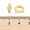 Brass Micro Pave Clear Cubic Zirconia Fold Over Clasps KK-U056-10G-3