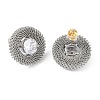 304 Stainless Steel Pave Cubic Zirconia Twisted Chain Disc Stud Earrings for Women EJEW-G390-06P-01-1