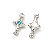 304 Stainless Steel Aquamarine Rhinestone Connector Charms STAS-L308-03A-P-2