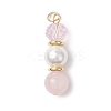 3Pcs 3 Styles Natural Rose Quartz and Shell Pearl & Glass Pendants PALLOY-JF04786-01-3