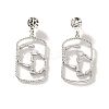 Geometric Hollow Brass Clear Cubic Zirconia Stud Earrings RV3263-2-1