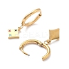 3 Pairs 3 Style Enamel Rhombus with Star Dangle Hoop Earrings EJEW-B020-10G-3