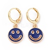 Hollow Out Smiling Face Enamel Hoop Earrings for Women EJEW-G304-01KCG-05-1