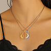 Two-Tone 201 Stainless Steel Hollow Rectangle Pendant Couple Matching Necklaces FS-WGDFCCD-06-1