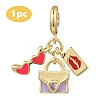 1Pc Valentine's Day Brass Clear Cubic Zirconia Makeup European Dangle Charms KK-YW0002-59A-1