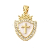 Rack Plating Brass Micro Pave Cubic Zirconia Pendants KK-P279-26A-G-1