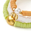3Pcs 3 Styles Polymer Clay Heishi Beads Stretch Bracelets Sets BJEW-JB05920-2