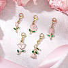 Valentine's Day Rose Alloy Enamel Pendant Decorations HJEW-JM02831-01-2