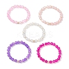 5Pcs 5 Color Spray Painted Crackle Glass Beads Stretch Bracelets for Men Women BJEW-MZ00203-4