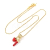 Brass Micro Pave Clear Cubic Zirconia with Enamel Red Pendant Necklaces NJEW-D348-04A-G-4