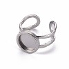 Non-Tarnish 201 Stainless Steel Cuff Pad Ring Settings LS-X-STAS-S080-040A-P-3