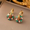 304 Stainless Steel Enamel Hoop Earrings LS-EJEW-Q040-01B-G-1