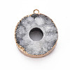 Edge Golden Plated Natural Druzy Agate Pendants LS-G-S359-185-2