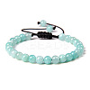 Natural Dyed Amazonite Round Bead Adjustable Braided Bracelets LS-UO3136-40-1