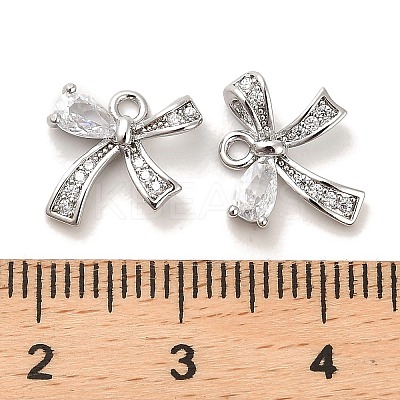Brass Micro Pave Clear Cubic Zirconia Charms KK-C054-04P-1