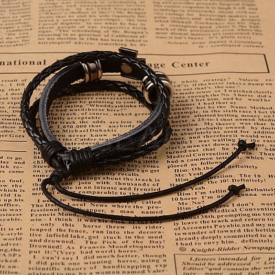 Imitation PU Leather Multi-strand Bracelets BJEW-O129-12-1