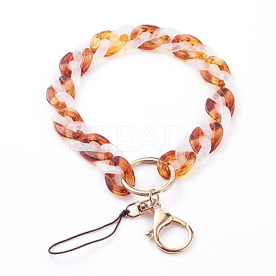 Two Tone Acrylic Curb Chain Mobile Straps HJEW-JM00450-1