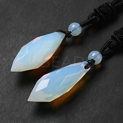 Cone Natural & Synthetic Mixed Gemstone Pendant Necklace with Nylon Rope for Women G-H286-08-1
