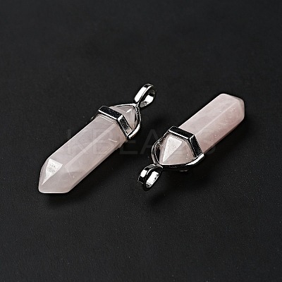 Natural Rose Quartz Double Terminated Pointed Pendants G-D415-12-1