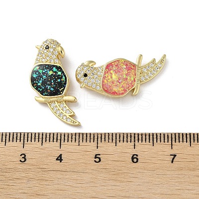 Brass Micro Pave Clear Cubic Zirconia Pendants KK-C045-41G-1